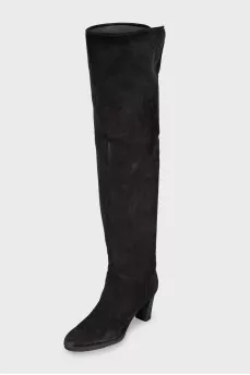 Brown suede heeled boots
