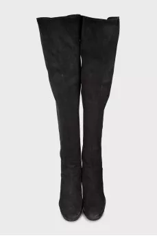 Brown suede heeled boots