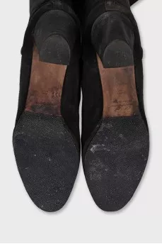 Brown suede heeled boots