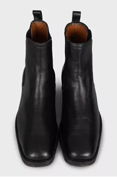 Leather square toe Chelsea boots