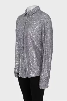 Silver blouse with sequins