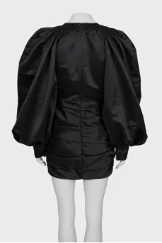 Black dress with puff sleeves