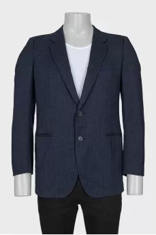 Men's blue printed wool jacket
