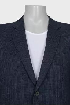 Men's blue printed wool jacket