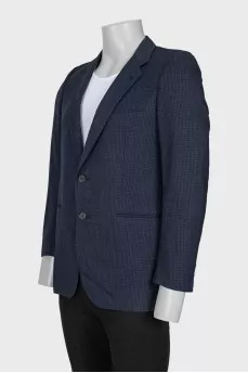 Men's blue printed wool jacket
