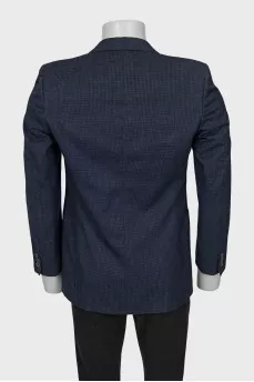 Men's blue printed wool jacket