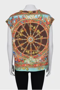 Silk T-shirt with print
