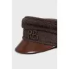 Brown cap with a patent leather visor