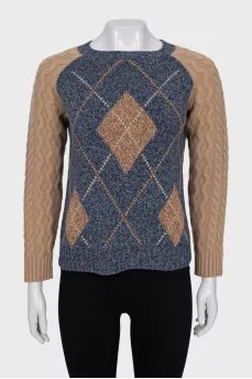 Straight jumper with a diamond print