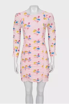 Bodycon dress with printed draping