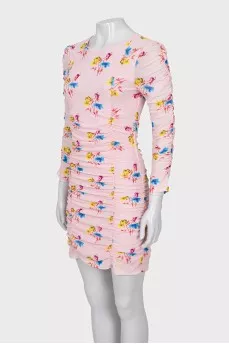 Bodycon dress with printed draping