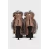 Leather ankle boots with fur