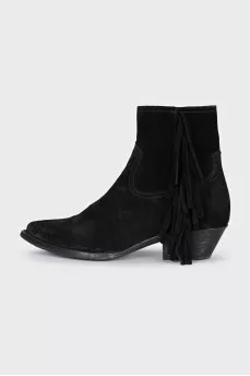 Suede Cossack boots with a mid-heel