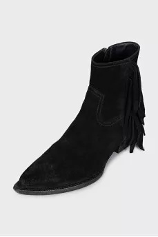 Suede Cossack boots with a mid-heel