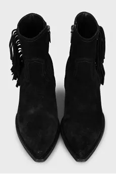 Suede Cossack boots with a mid-heel