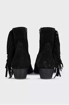 Suede Cossack boots with a mid-heel