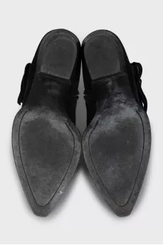 Suede Cossack boots with a mid-heel