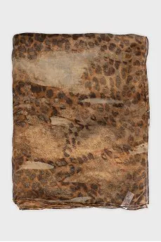 Animal print silk scarf
