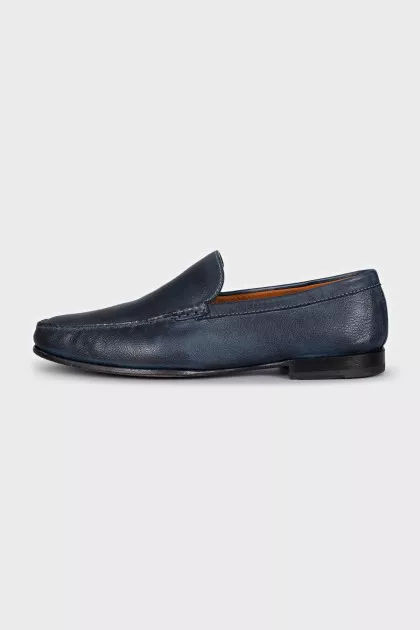Men's blue leather loafers
