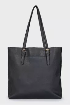 Black tote with gold logo