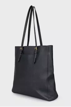 Black tote with gold logo