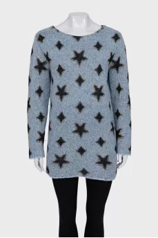 Blue sweater with star print