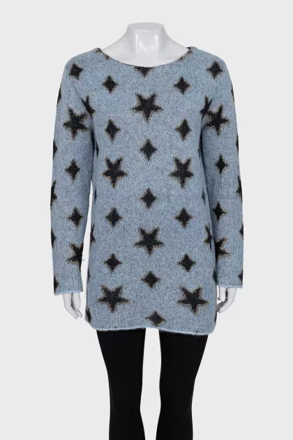 Blue sweater with star print