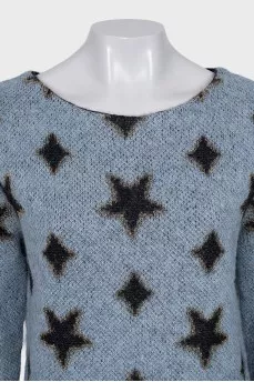 Blue sweater with star print