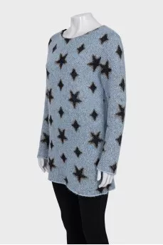 Blue sweater with star print