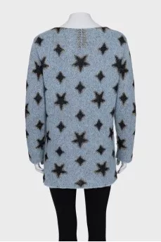 Blue sweater with star print