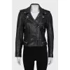 Leather jacket with zipped pockets