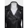 Leather jacket with zipped pockets