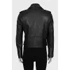 Leather jacket with zipped pockets