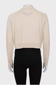 Silk and wool cardigan without fastening