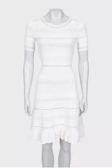 White fitted dress with perforations