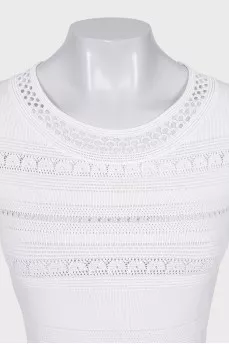 White fitted dress with perforations