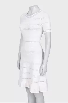 White fitted dress with perforations