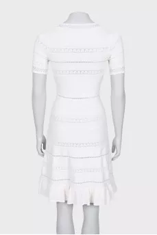 White fitted dress with perforations