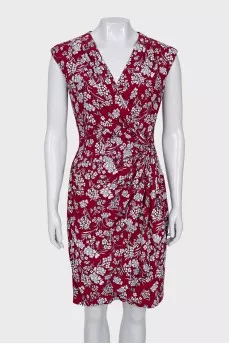 Fitted dress with printed draping