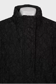 Short down jacket decorated with lace