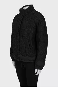 Short down jacket decorated with lace