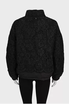 Short down jacket decorated with lace