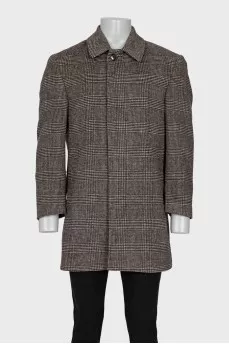 Men's straight-cut plaid coat