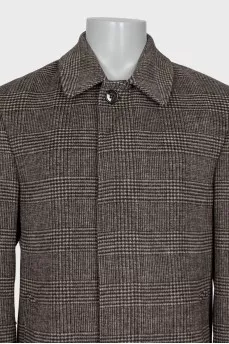 Men's straight-cut plaid coat