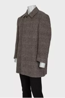 Men's straight-cut plaid coat