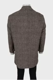 Men's straight-cut plaid coat