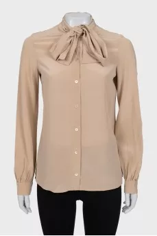 Silk blouse with a bow
