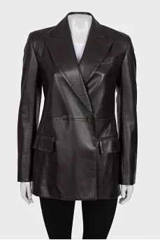 Leather double-breasted jacket