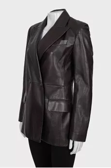 Leather double-breasted jacket