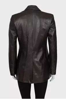 Leather double-breasted jacket